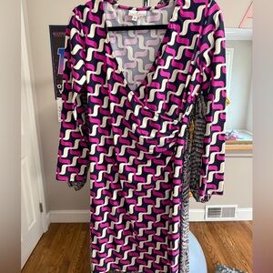 Jude Connally Pink and Black Long Sleeve Dress